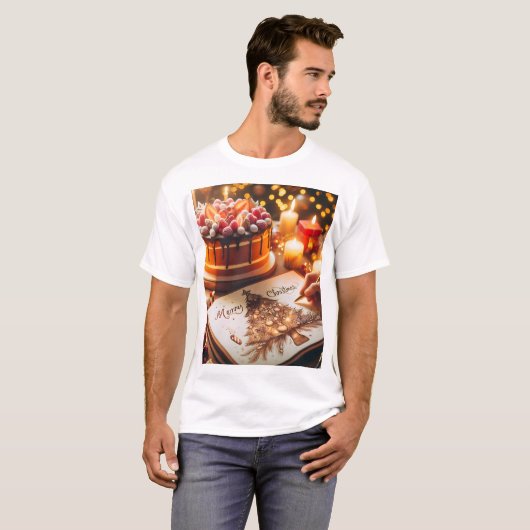 クリスマス書のある本に載っている人 Tシャツ (正面フル)