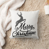 クリスマス書ハンド、鹿と雪の結晶をジャンプ クッション (ブランケット)