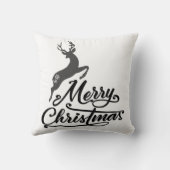 クリスマス書ハンド、鹿と雪の結晶をジャンプ クッション (裏面)