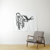 クリスマス書ハンド、鹿と雪の結晶をジャンプ タペストリー (インサイチュ(横))