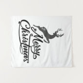 クリスマス書ハンド、鹿と雪の結晶をジャンプ タペストリー (正面(横))