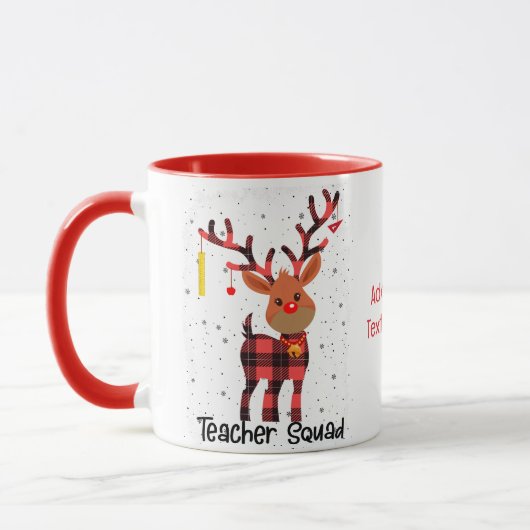 クリスマス最も可愛い先生トナカイおもしろい隊 マグカップ (左)
