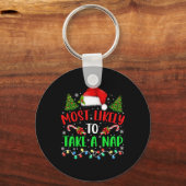 クリスマス最も昼寝の家族マッチンを取る キーホルダー (正面)