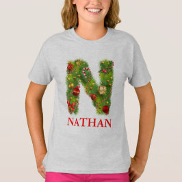クリスマス最初のNのモノグラムのTシャツ Tシャツ