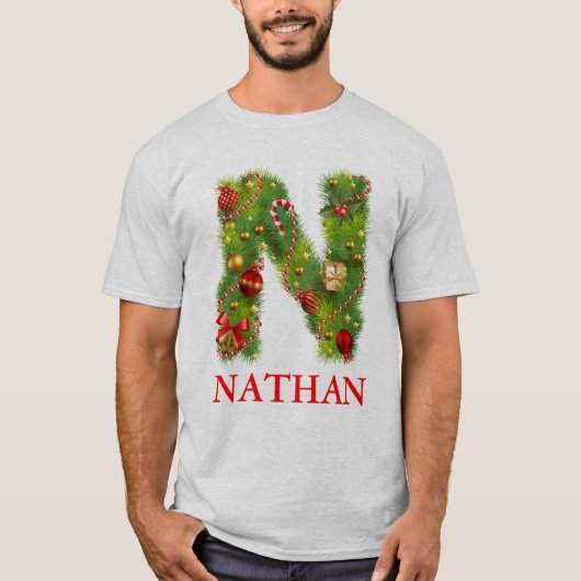 クリスマス最初のNのモノグラムのTシャツ Tシャツ (正面)