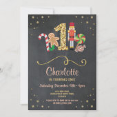 クリスマス最初1誕生日の休日のチョークの招待 招待状 (正面)