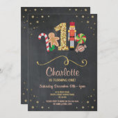 クリスマス最初1誕生日の休日のチョークの招待 招待状 (正面/裏面)