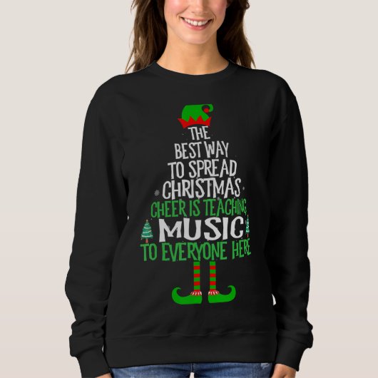 クリスマス最高のの応援を広める方法は音楽クリスマス スウェットシャツ (正面)