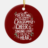 クリスマス最高のの応援休暇を広げる方法 セラミックオーナメント (正面)
