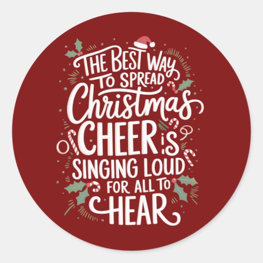 クリスマス最高のの応援休暇を広げる方法 ラウンドシール (正面)