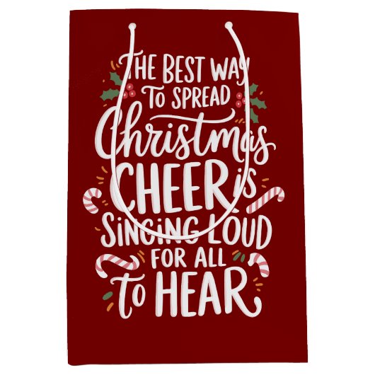 クリスマス最高のの応援小妖精や小人のクリスマスを広げる方法 ミディアムペーパーバッグ (正面)