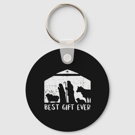 クリスマス最高のギフト出生クリスマスクリスチャン男性Wo キーホルダー (正面)