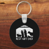 クリスマス最高のギフト出生クリスマスクリスチャン男性Wo キーホルダー (正面)