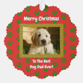 クリスマス最高のドッグパパのペットの写真 オーナメントカード (裏面)