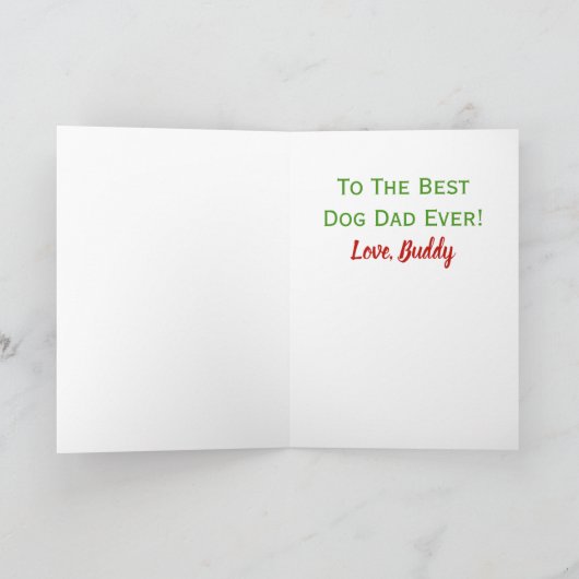 クリスマス最高のドッグパパのペットの写真 カード (内部)