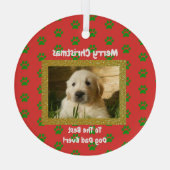 クリスマス最高のドッグパパのペットの写真 ガラスオーナメント (裏面)