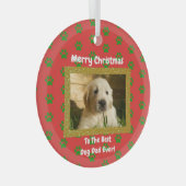 クリスマス最高のドッグパパのペットの写真 ガラスオーナメント (正面右)