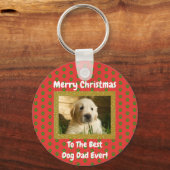 クリスマス最高のドッグパパのペットの写真 キーホルダー (裏面)