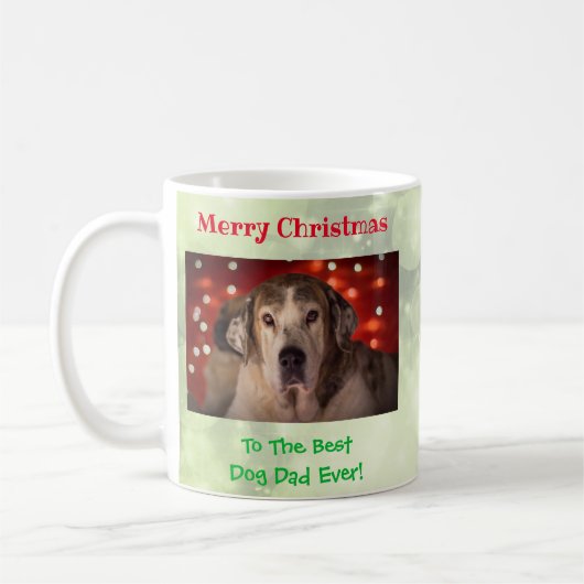 クリスマス最高のドッグパパのペットの写真 コーヒーマグカップ (左)