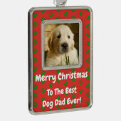 クリスマス最高のドッグパパのペットの写真 シルバープレートフレームオーナメント (右)