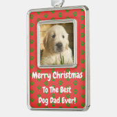 クリスマス最高のドッグパパのペットの写真 シルバープレートフレームオーナメント (左)