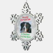 クリスマス最高のドッグパパのペットの写真 スノーフレークピューターオーナメント (右)