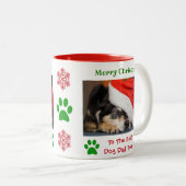 クリスマス最高のドッグパパのペットの写真 ツートーンマグカップ (正面右)