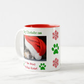 クリスマス最高のドッグパパのペットの写真 ツートーンマグカップ (正面左)