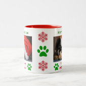クリスマス最高のドッグパパのペットの写真 ツートーンマグカップ (中央)