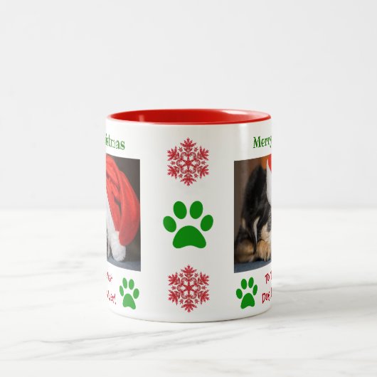 クリスマス最高のドッグパパのペットの写真 ツートーンマグカップ (中央)