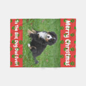 クリスマス最高のドッグパパのペットの写真 フリースブランケット (正面(横))
