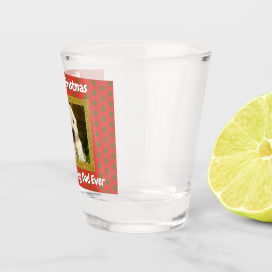 クリスマス最高のドッグパパエバーカスタムペットフォト ショットグラス (右)