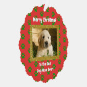 クリスマス最高のドッグママのペットの写真 オーナメントカード (右)