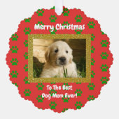 クリスマス最高のドッグママのペットの写真 オーナメントカード (正面)