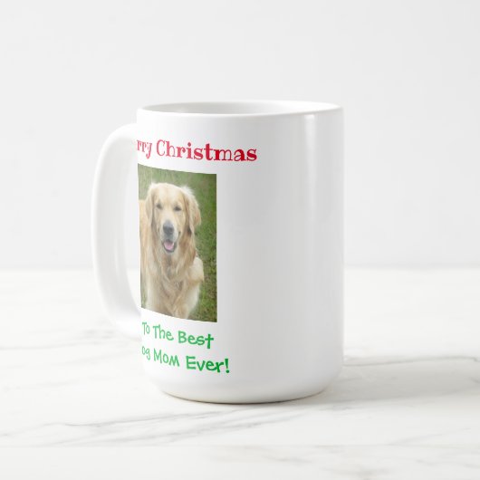クリスマス最高のドッグママのペットの写真 コーヒーマグカップ (正面左)