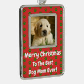 クリスマス最高のドッグママのペットの写真 シルバープレートフレームオーナメント (右)