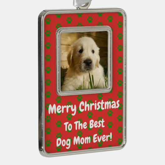 クリスマス最高のドッグママのペットの写真 シルバープレートフレームオーナメント (右)
