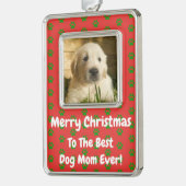 クリスマス最高のドッグママのペットの写真 シルバープレートフレームオーナメント (左)