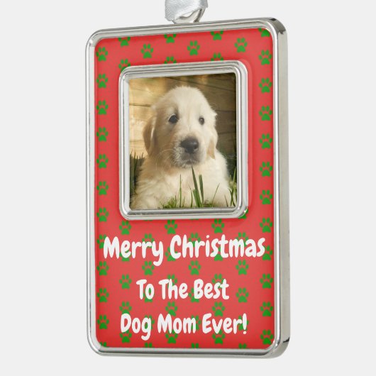 クリスマス最高のドッグママのペットの写真 シルバープレートフレームオーナメント (左)
