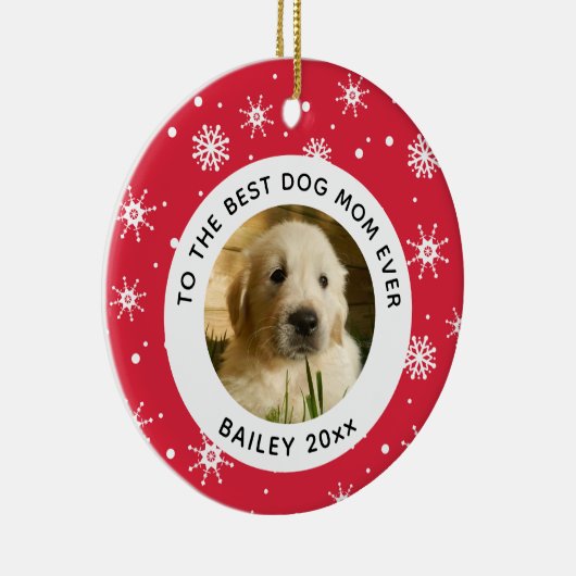 クリスマス最高のドッグママのペットの写真 セラミックオーナメント (右)