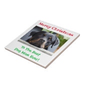 クリスマス最高のドッグママのペットの写真 タイル (側面)