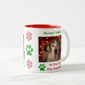 クリスマス最高のドッグママのペットの写真 ツートーンマグカップ (正面右)