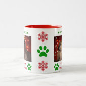 クリスマス最高のドッグママのペットの写真 ツートーンマグカップ (中央)