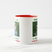 クリスマス最高のパパEver Kidsフォトシンプル ツートーンマグカップ (中央)