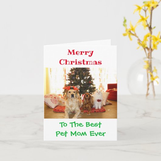 クリスマス最高のペットお母さん今までにかわいい写真 カード (黄色い花)
