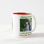 クリスマス最高のママEver Kids写真シンプル写真 ツートーンマグカップ (正面右)