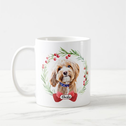 クリスマス最高のリースコーヒーマグの犬 コーヒーマグカップ (左)