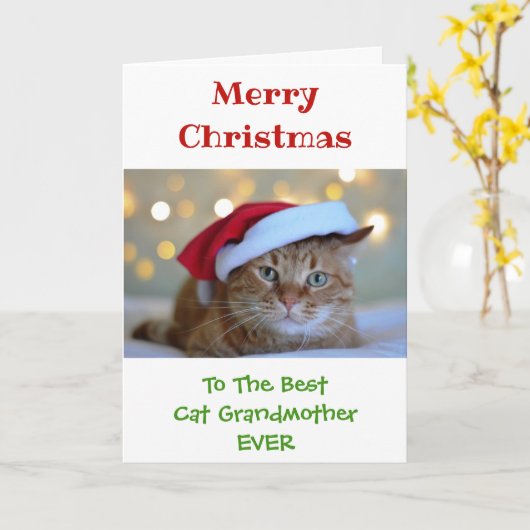 クリスマス最高の猫の祖母が撮った写真 カード (黄色い花)