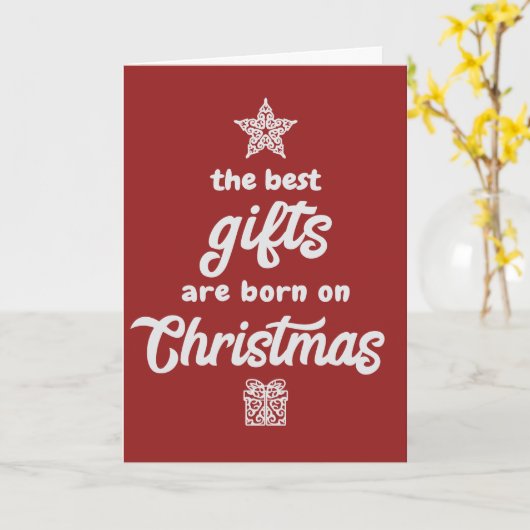 クリスマス最高の誕生日生まれ – クリスマスカードのギフト カード (黄色い花)