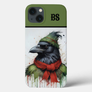 クリスマス服の黒いカラス iPhone 13ケース